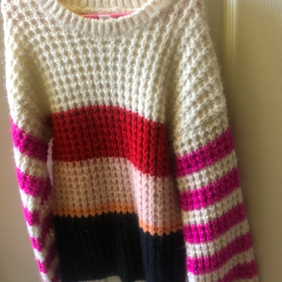 Chunky stripped knit sweater 7/8 Medium bell sleeves - Picture 1 of 2